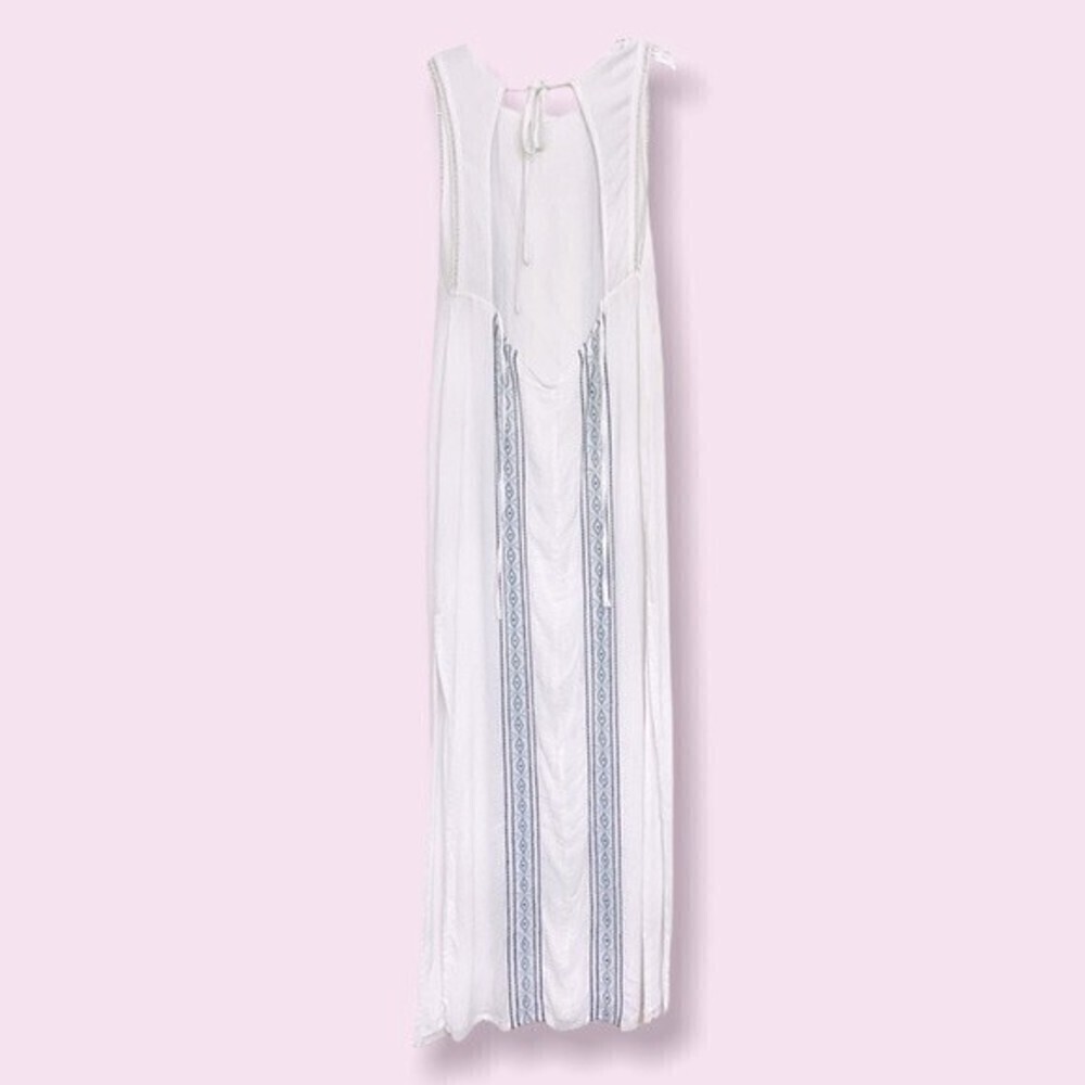 ale By Alessandra Maxi Dress White Blue Embroidered Open Back Womens Size Small - Picture 3 of 13